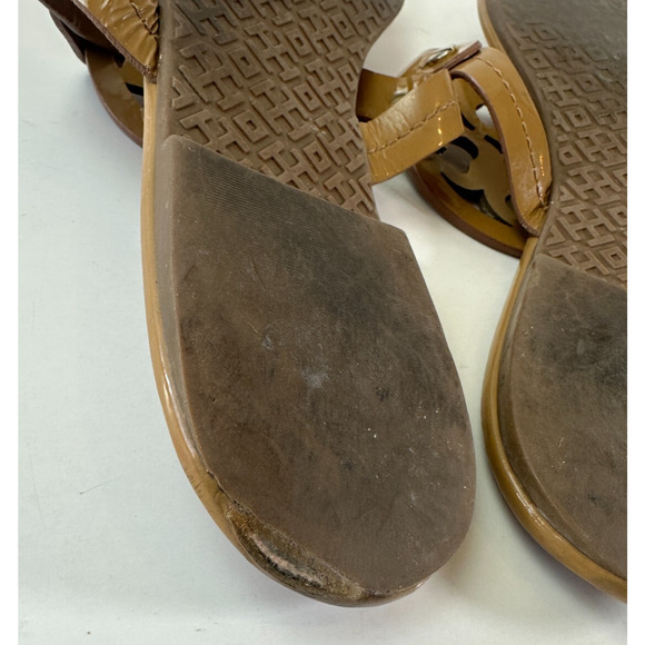 Tory Burch Miller Leather Thong Sandals Tan Beige Flip Flops Women's Size 9 M - Picture 10 of 16